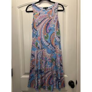 Lauren Ralph Lauren Women’s Sleeveless Stretch Paisley Midi Dress Size S‎ Multi